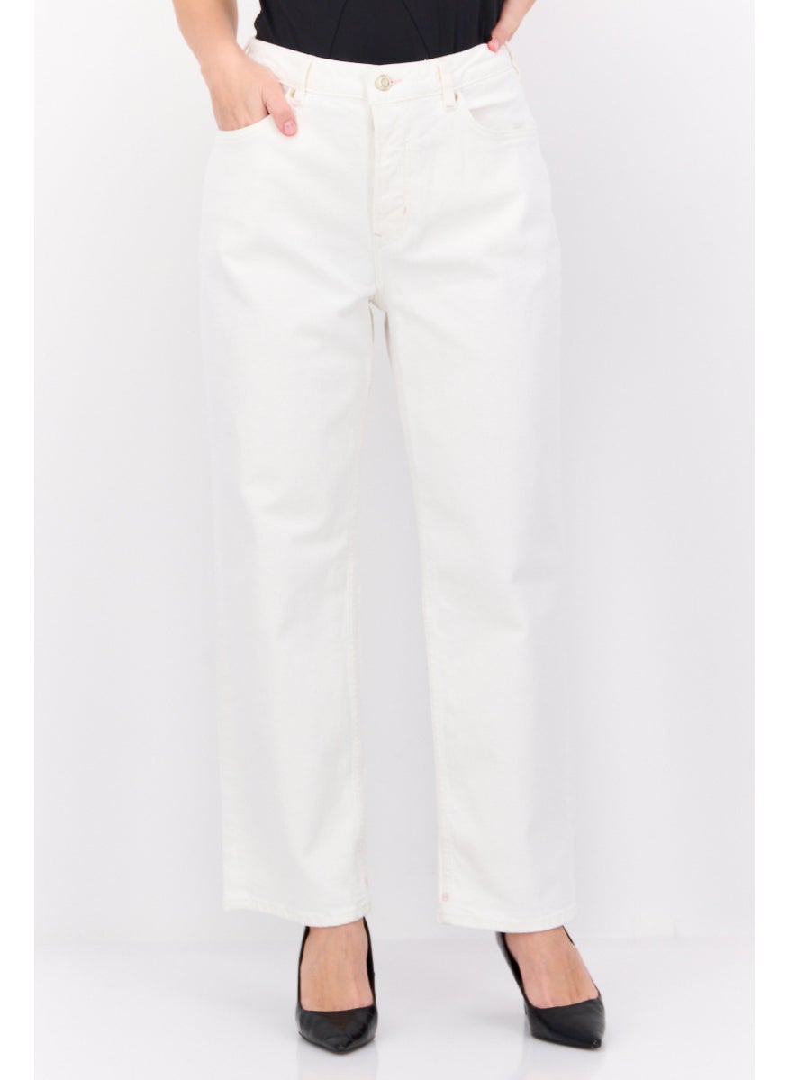 Women Straight Fit  Stretchable Denim Pants, White