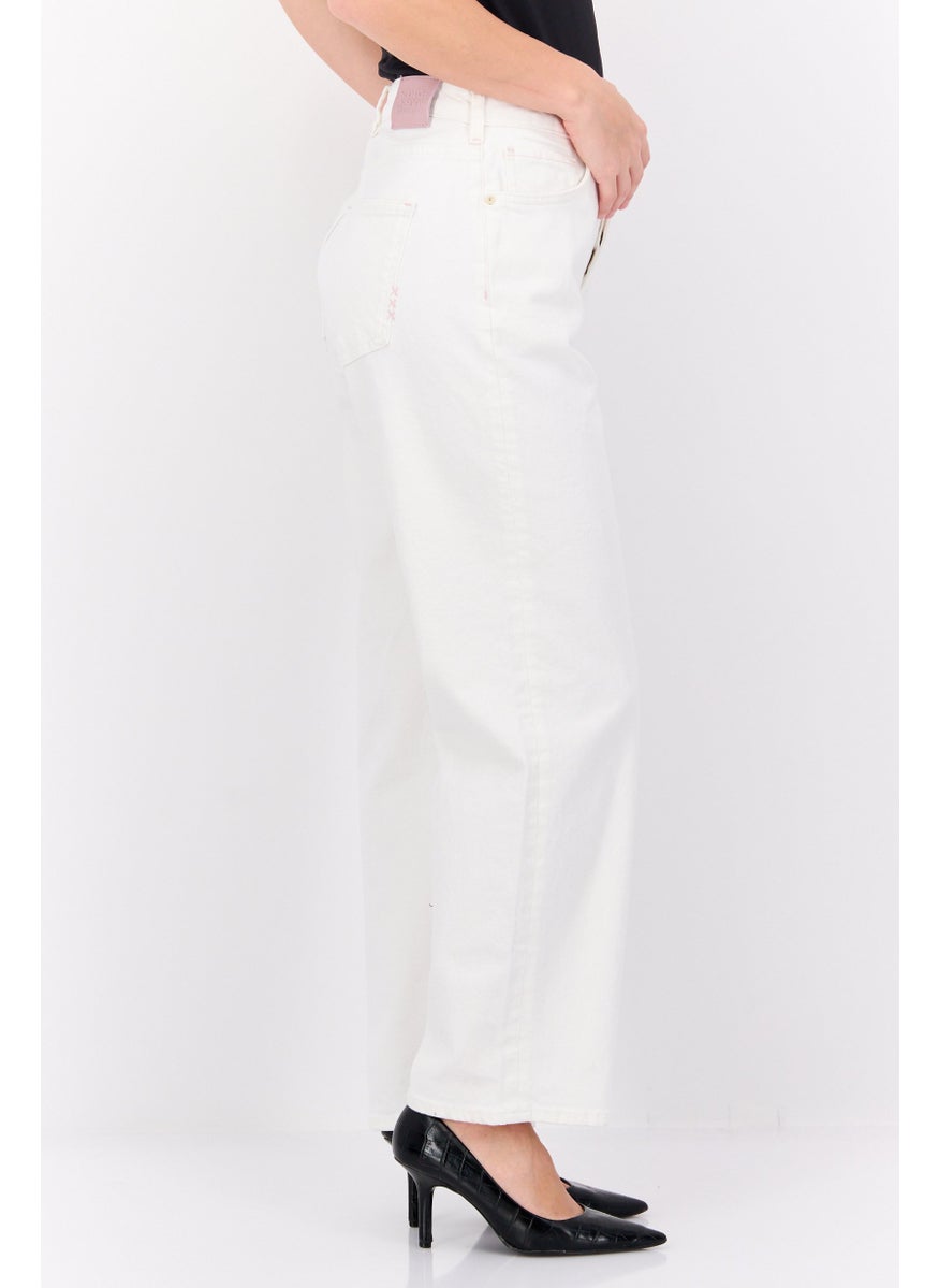 Women Straight Fit  Stretchable Denim Pants, White