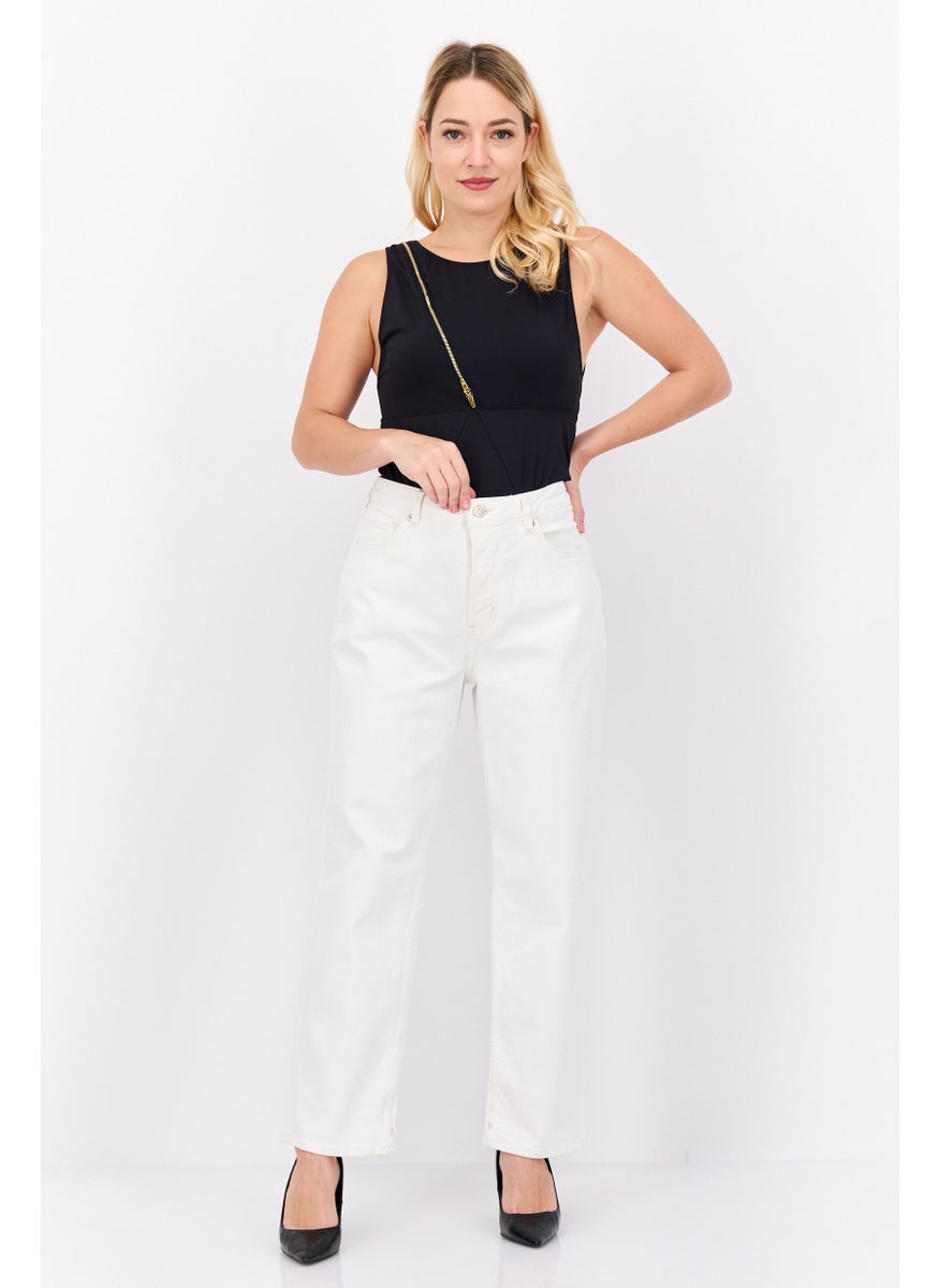 Women Straight Fit  Stretchable Denim Pants, White
