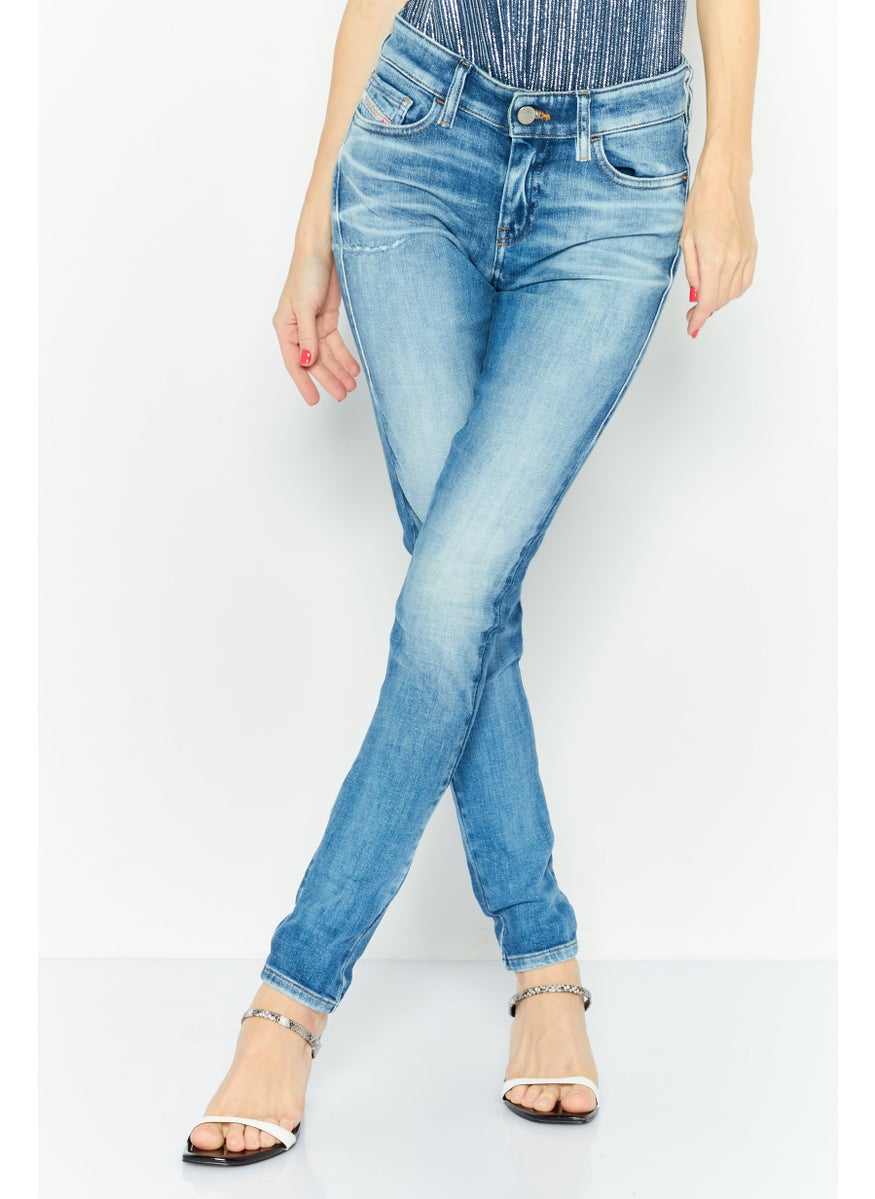 Women Super Skinny Fit Washed Slandy Jeans, Light Blue