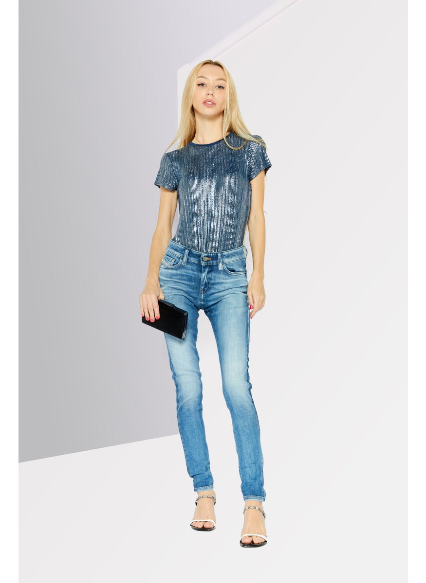 Women Super Skinny Fit Washed Slandy Jeans, Light Blue