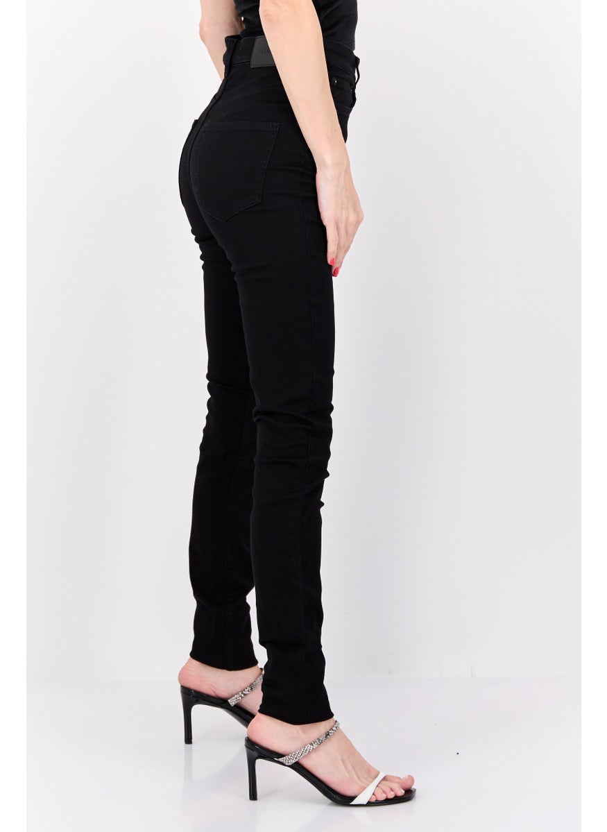 Women Skinny Fit High Rise Straight Leg Stretch Jeans, Black