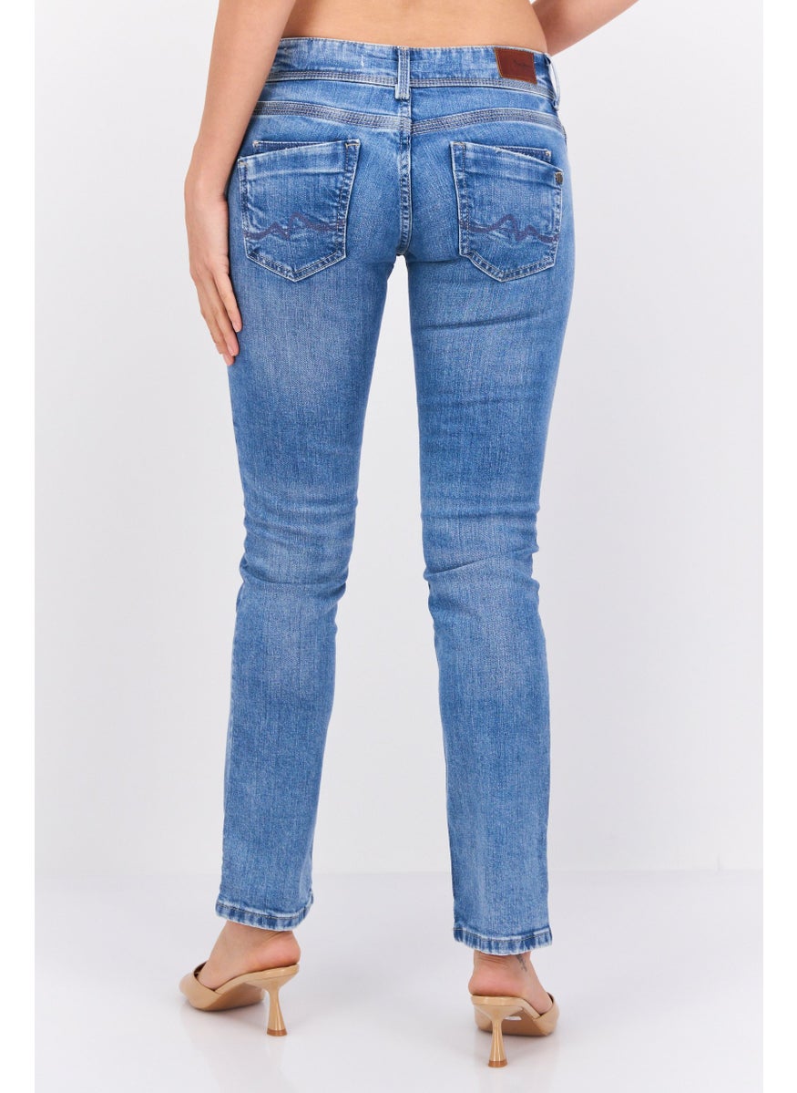 Women Straight Fit Washed Stretchable Jeans, Blue