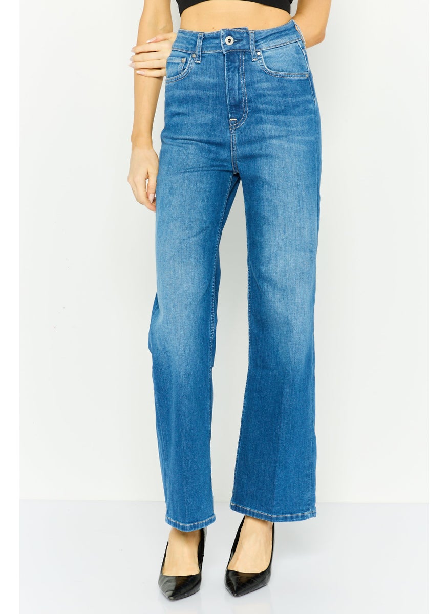 Women Regular Fit High Rise Wash Denim Jeans, Blue