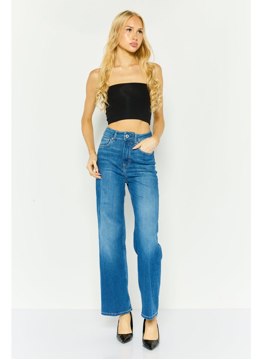 Women Regular Fit High Rise Wash Denim Jeans, Blue