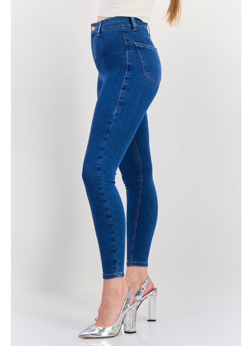 Women  Skinny Fit Washed Stretchable Jeans, Blue