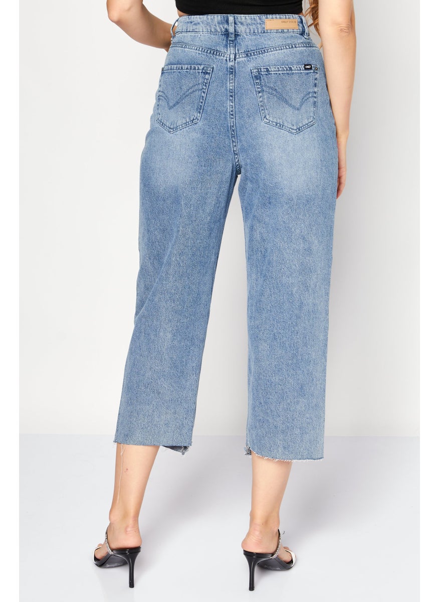 Women Regular Fit Washed Non-Stretchable Jeans, Light Blue