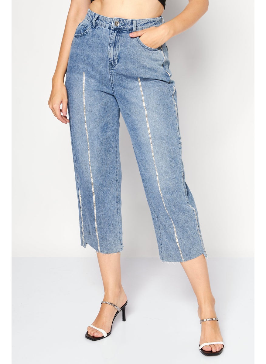 Women Regular Fit Washed Non-Stretchable Jeans, Light Blue