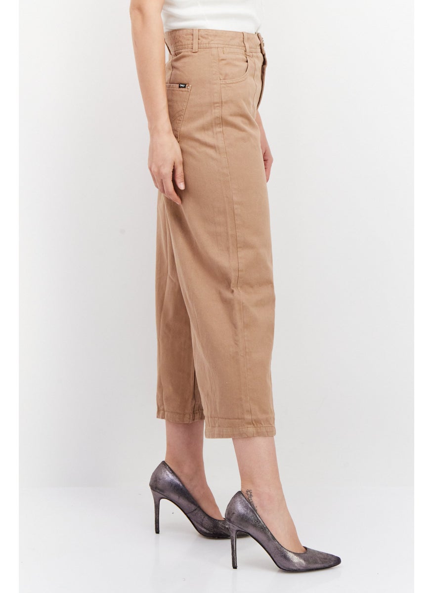 Women Regular Fit Textured Non-Stretchable Jeans, Tan