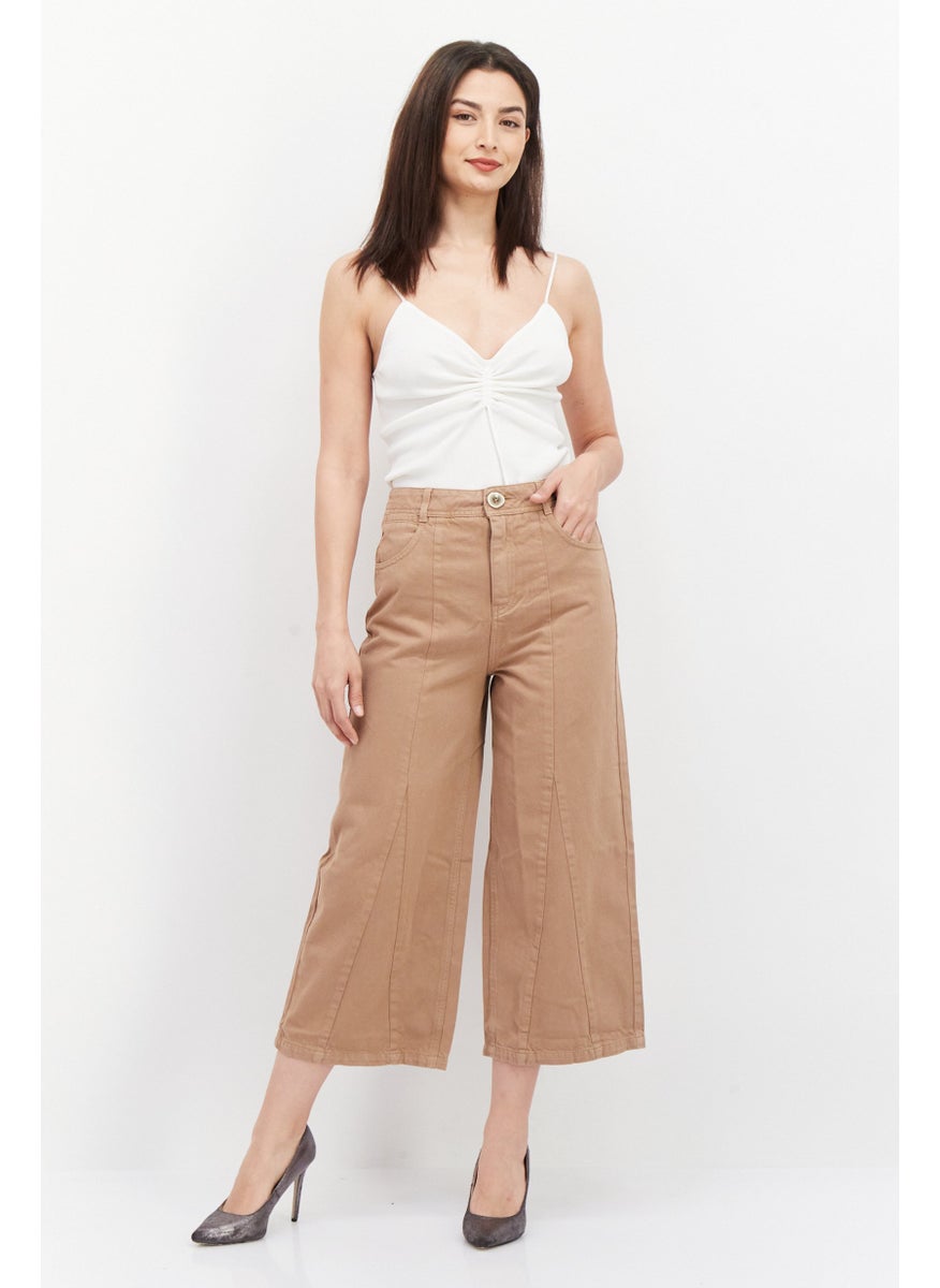 Women Regular Fit Textured Non-Stretchable Jeans, Tan
