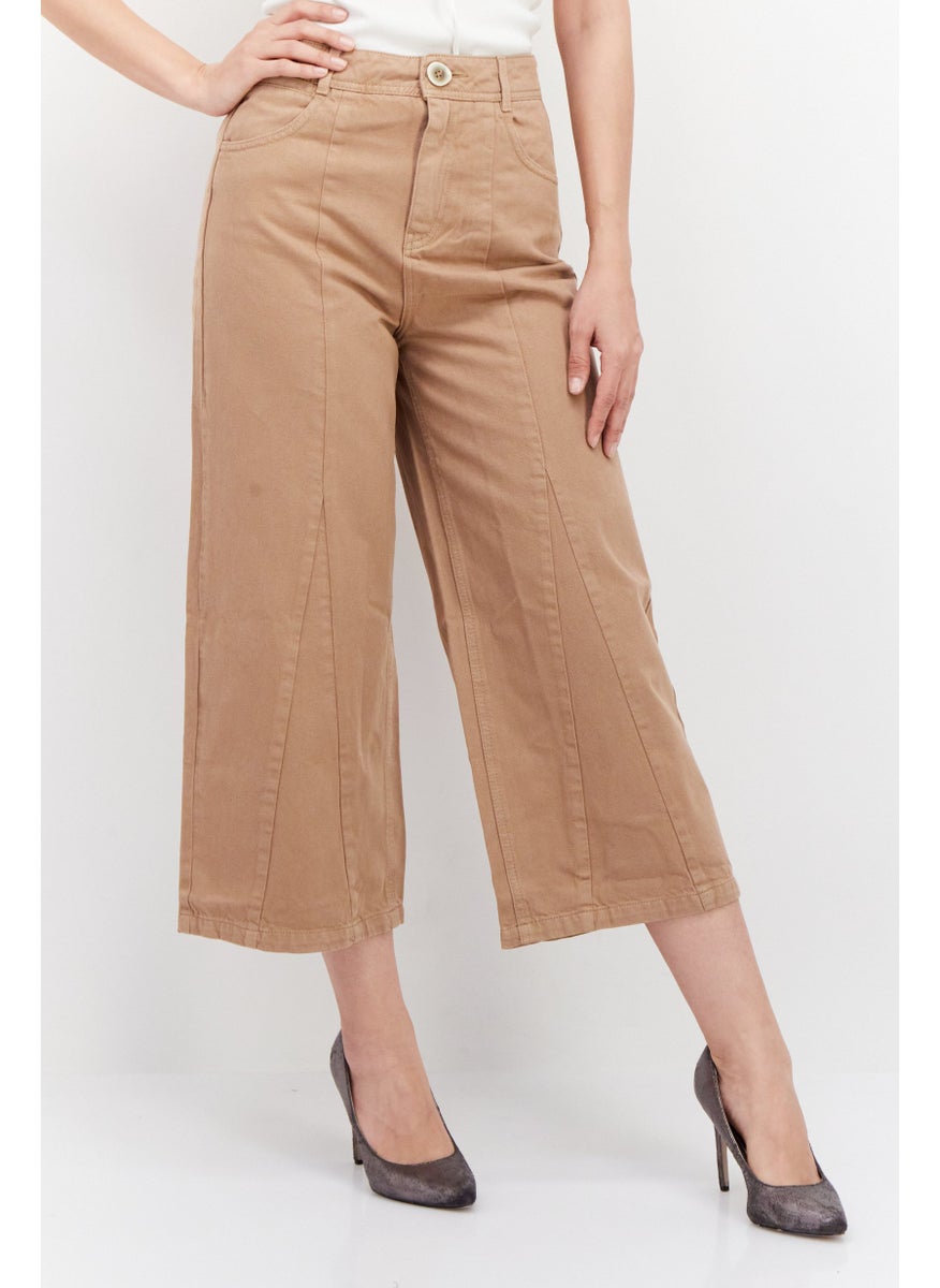 Women Regular Fit Textured Non-Stretchable Jeans, Tan