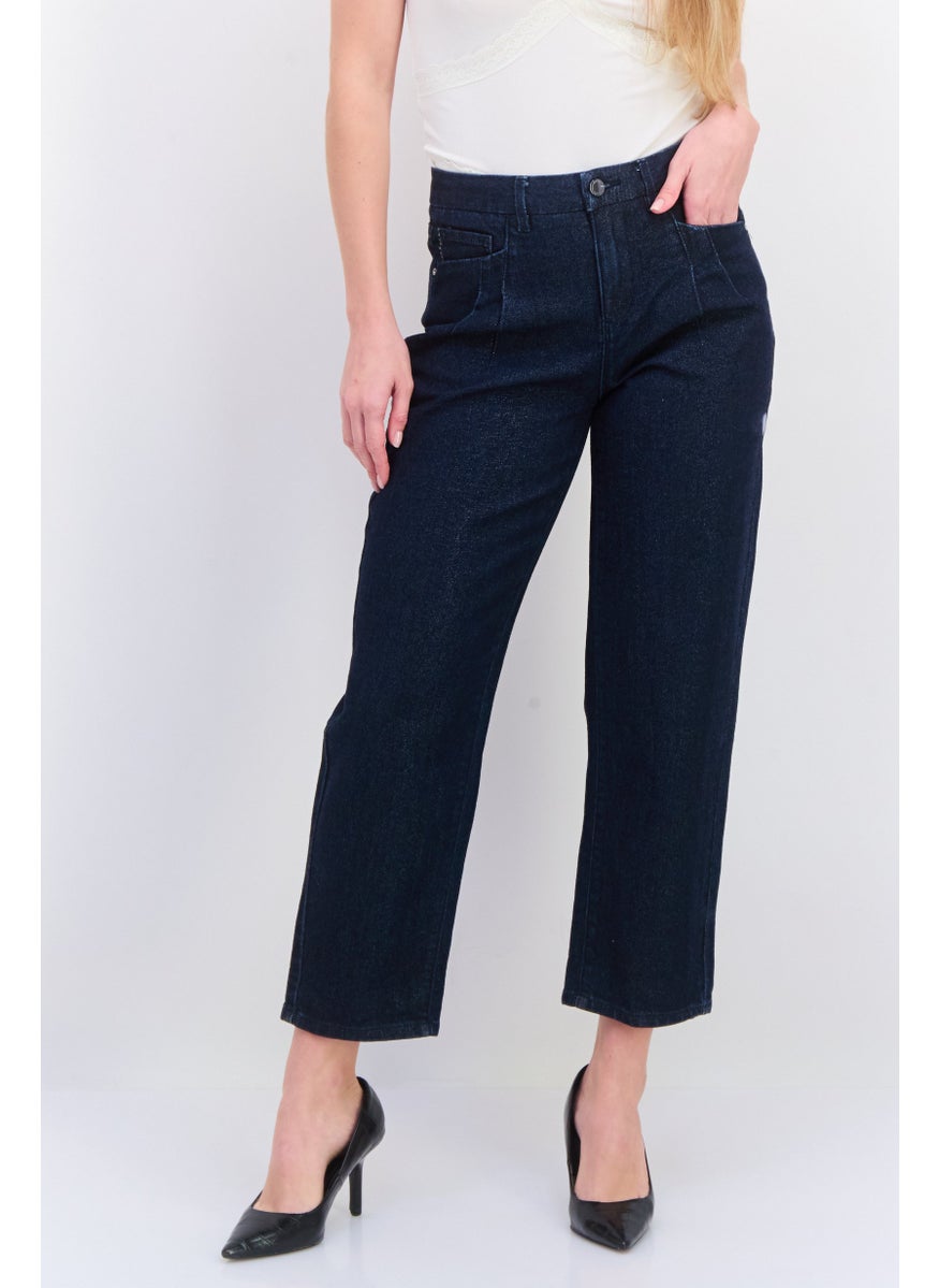 Women Regular Fit Washed Denim Jeans, Blue