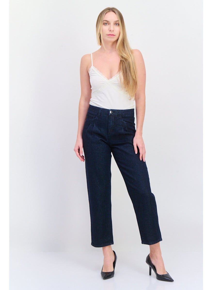 Women Regular Fit Washed Denim Jeans, Blue