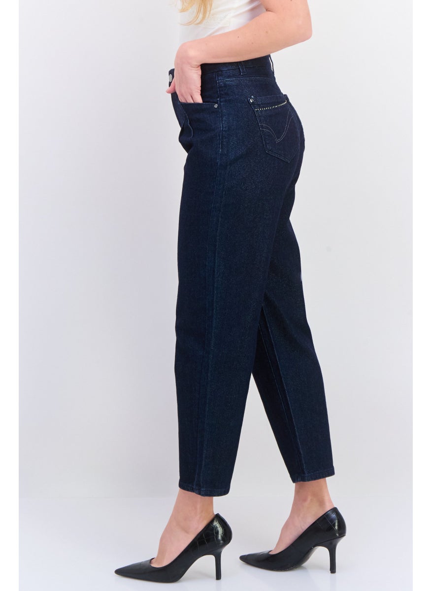 Women Regular Fit Washed Denim Jeans, Blue