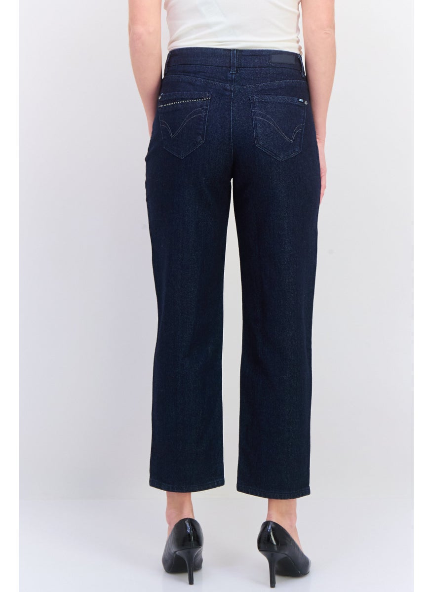 Women Regular Fit Washed Denim Jeans, Blue