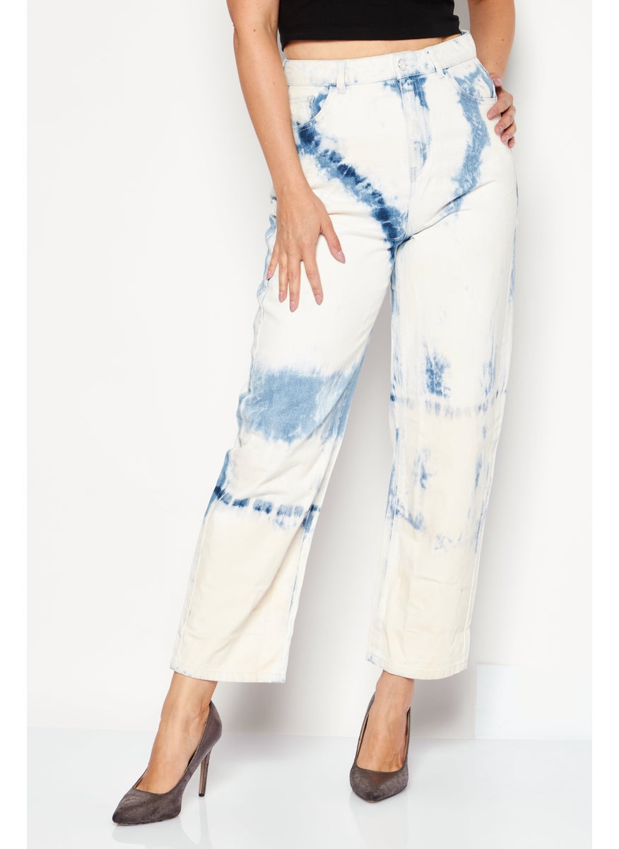 Women Balloon Fit Acid Washed Non Stretchable Jeans, White