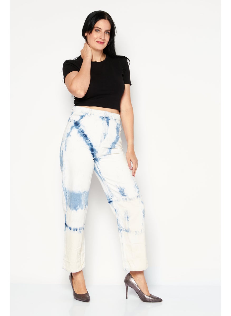 Women Balloon Fit Acid Washed Non Stretchable Jeans, White