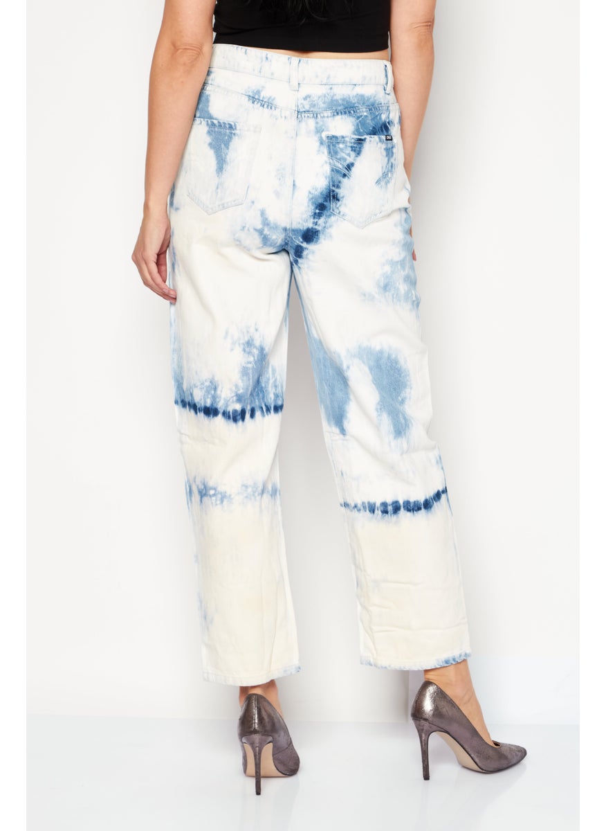 Women Balloon Fit Acid Washed Non Stretchable Jeans, White