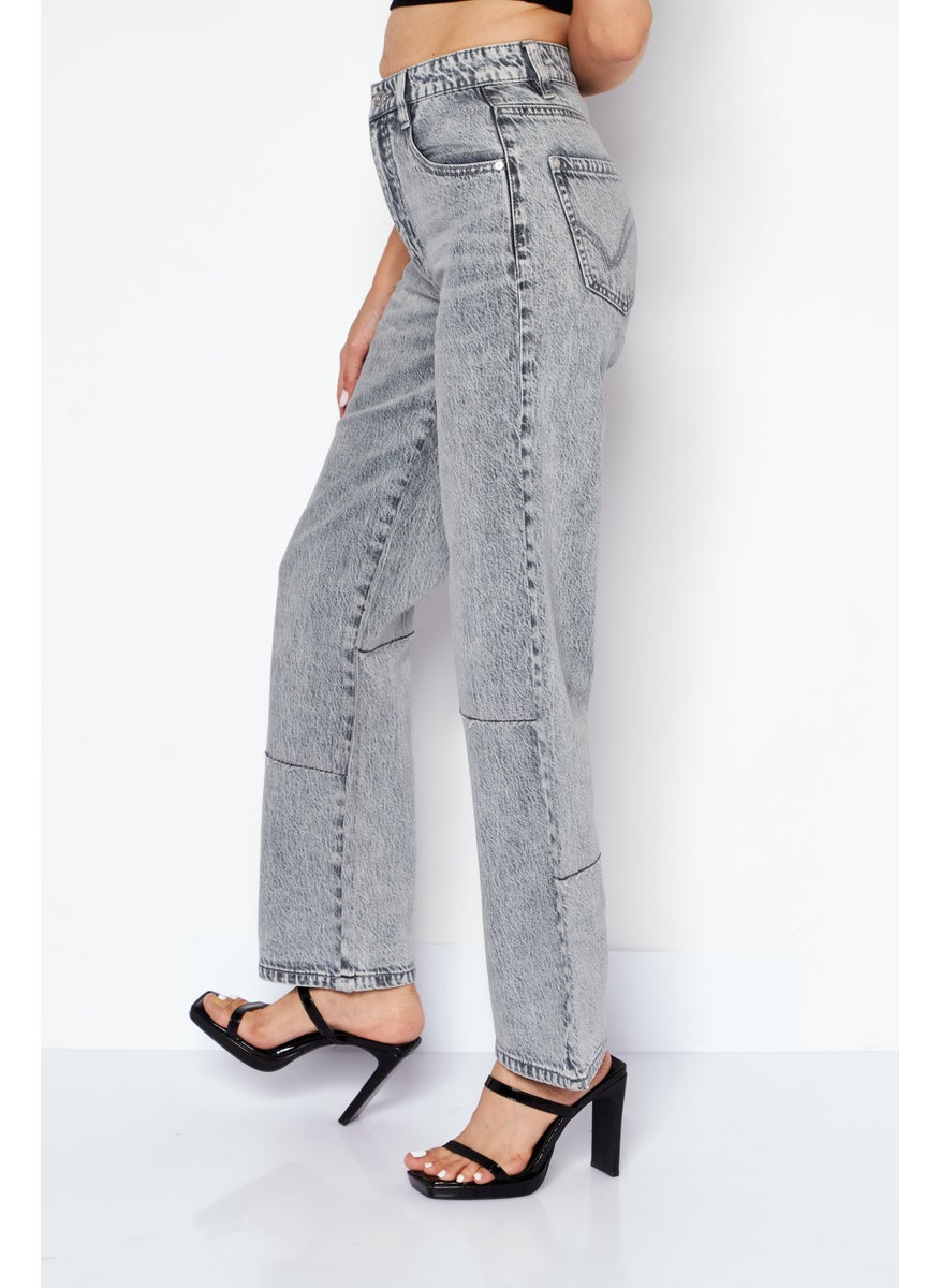 Women Regular Fit Washed Non Stretchable Jeans, Grey