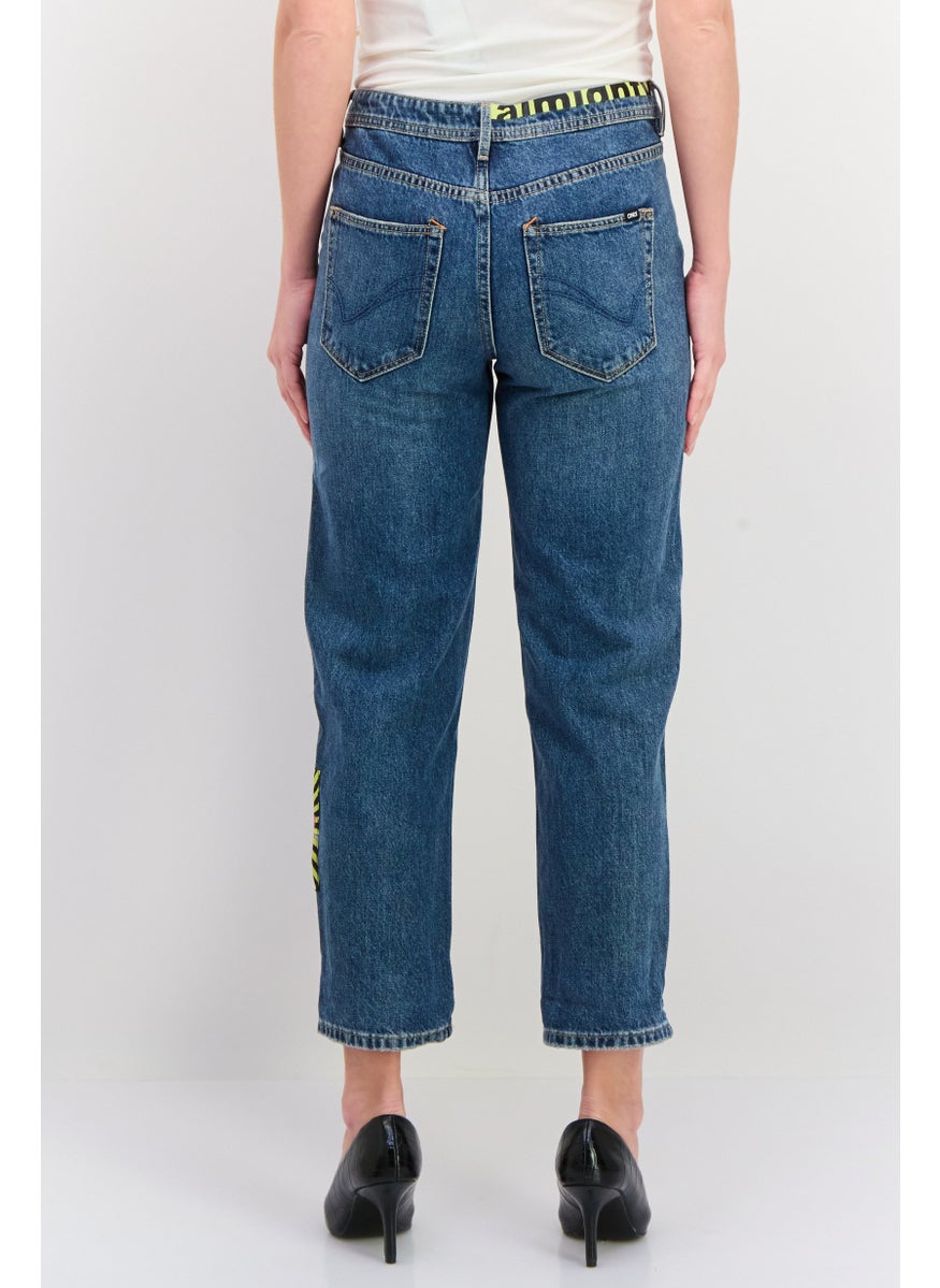 Women Regular Fit Washed Denim Jean, Blue