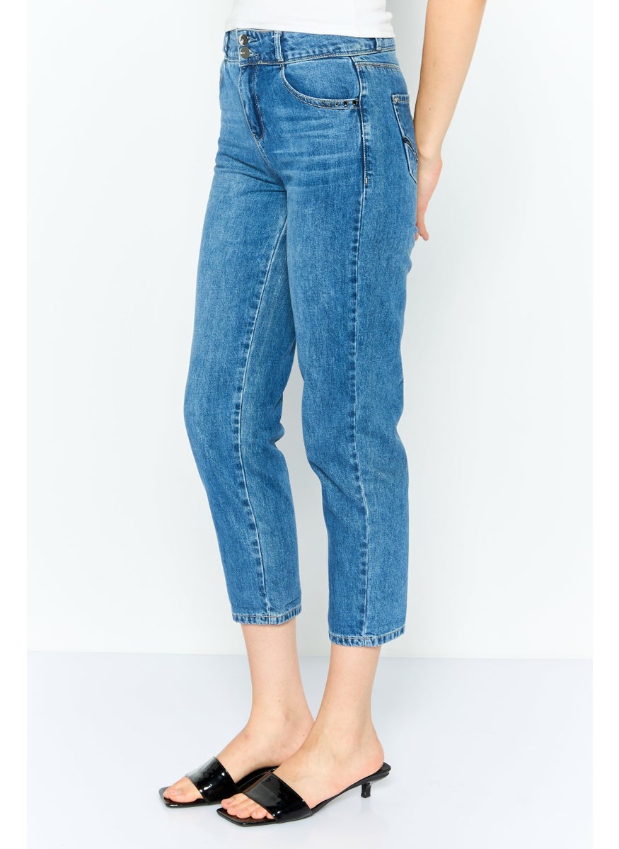 Women Regular Fit Solid Non Stretchable Denim Jeans, Blue