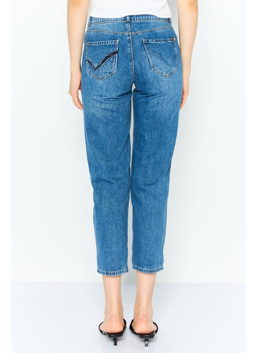 Women Regular Fit Solid Non Stretchable Denim Jeans, Blue
