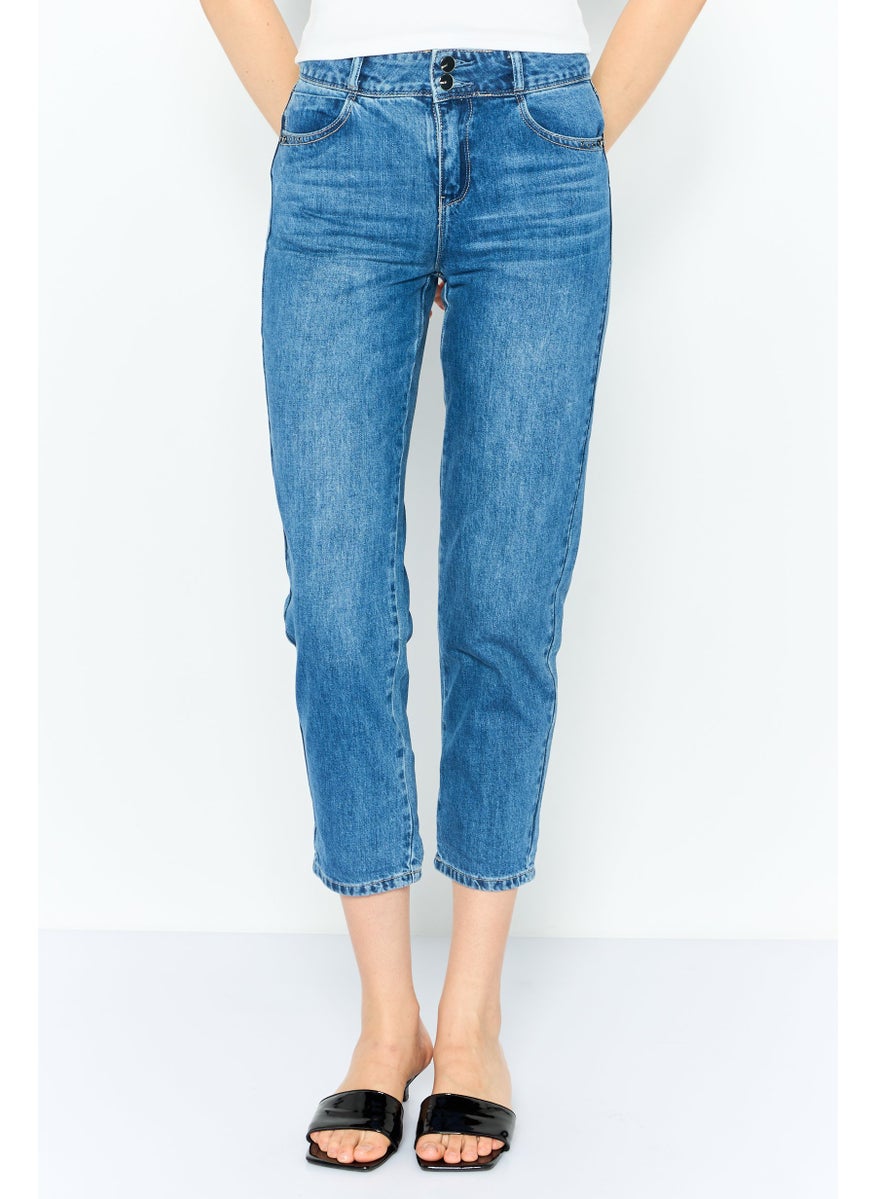 Women Regular Fit Solid Non Stretchable Denim Jeans, Blue
