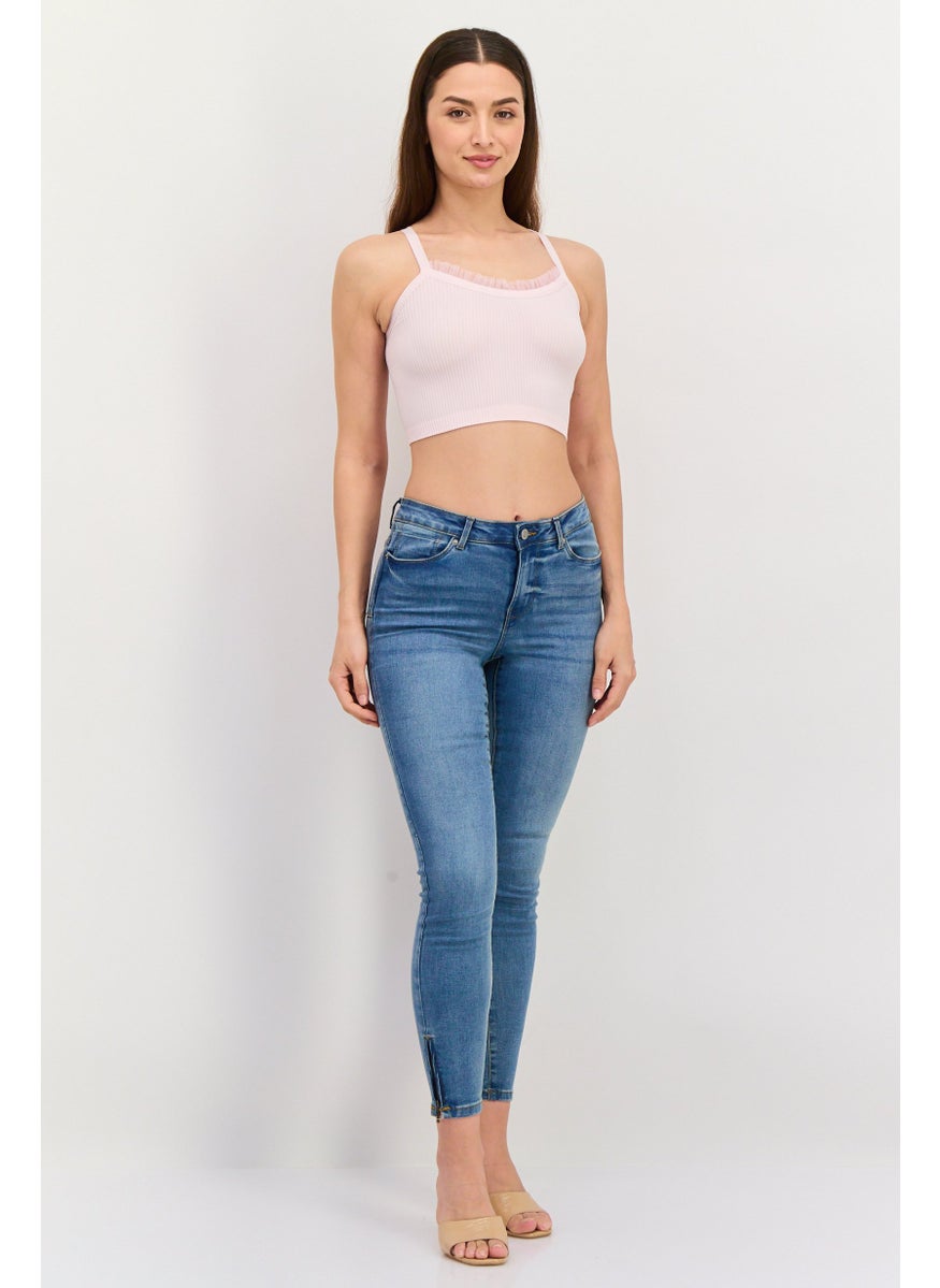 Women Regular Fit Washed Denim Jean, Blue