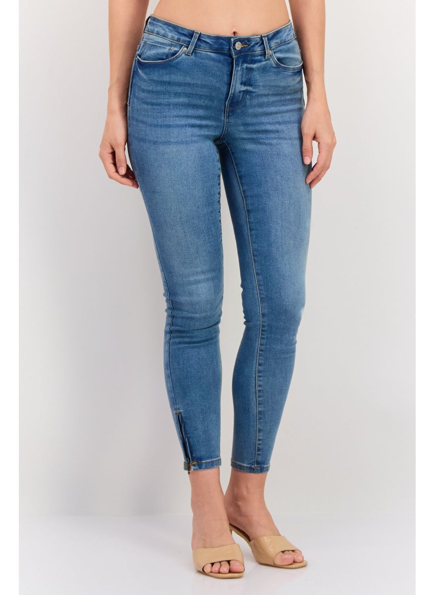 Women Regular Fit Washed Denim Jean, Blue
