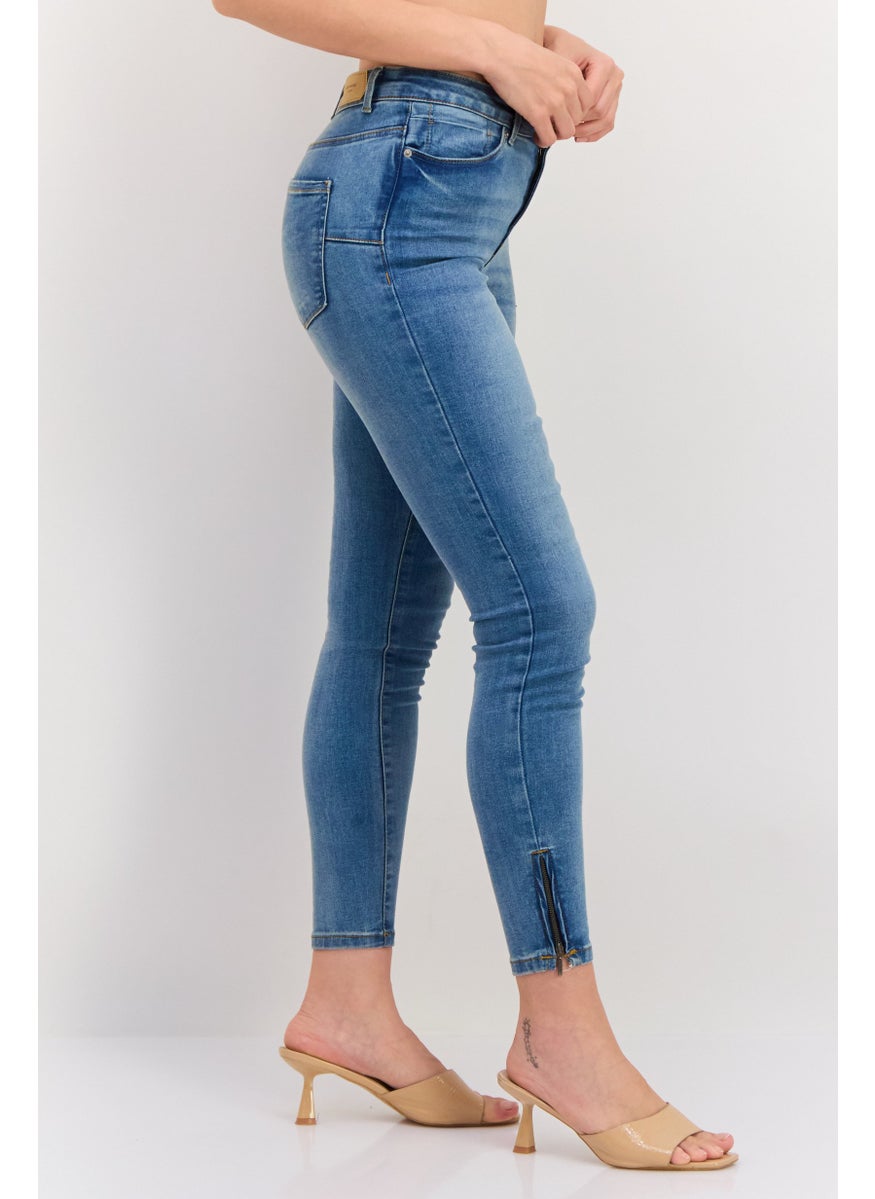 Women Regular Fit Washed Denim Jean, Blue