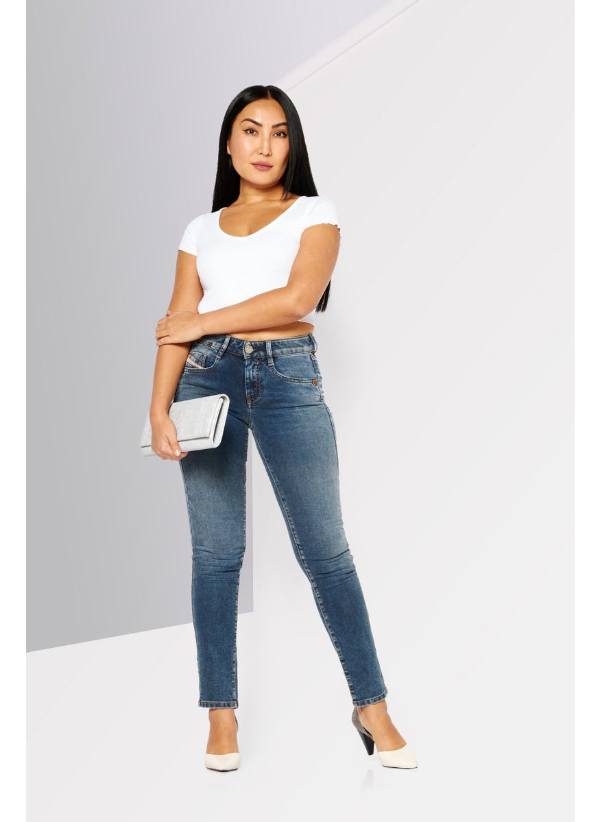 Women Slim Fit Washed Stretchable Denim Jeans, Blue
