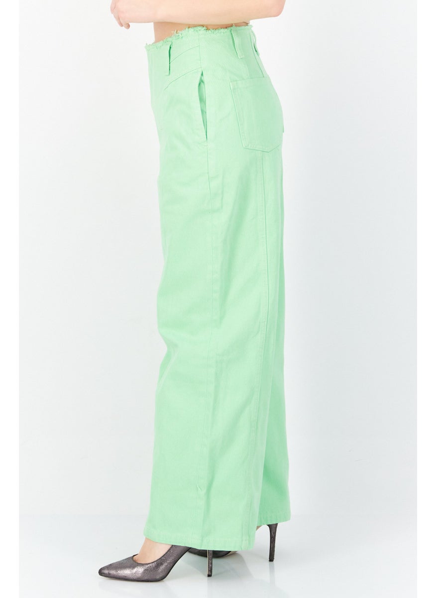Women Regular Fit Solid Regular Inseam Non-Stretchable  Jeans, Lime Green