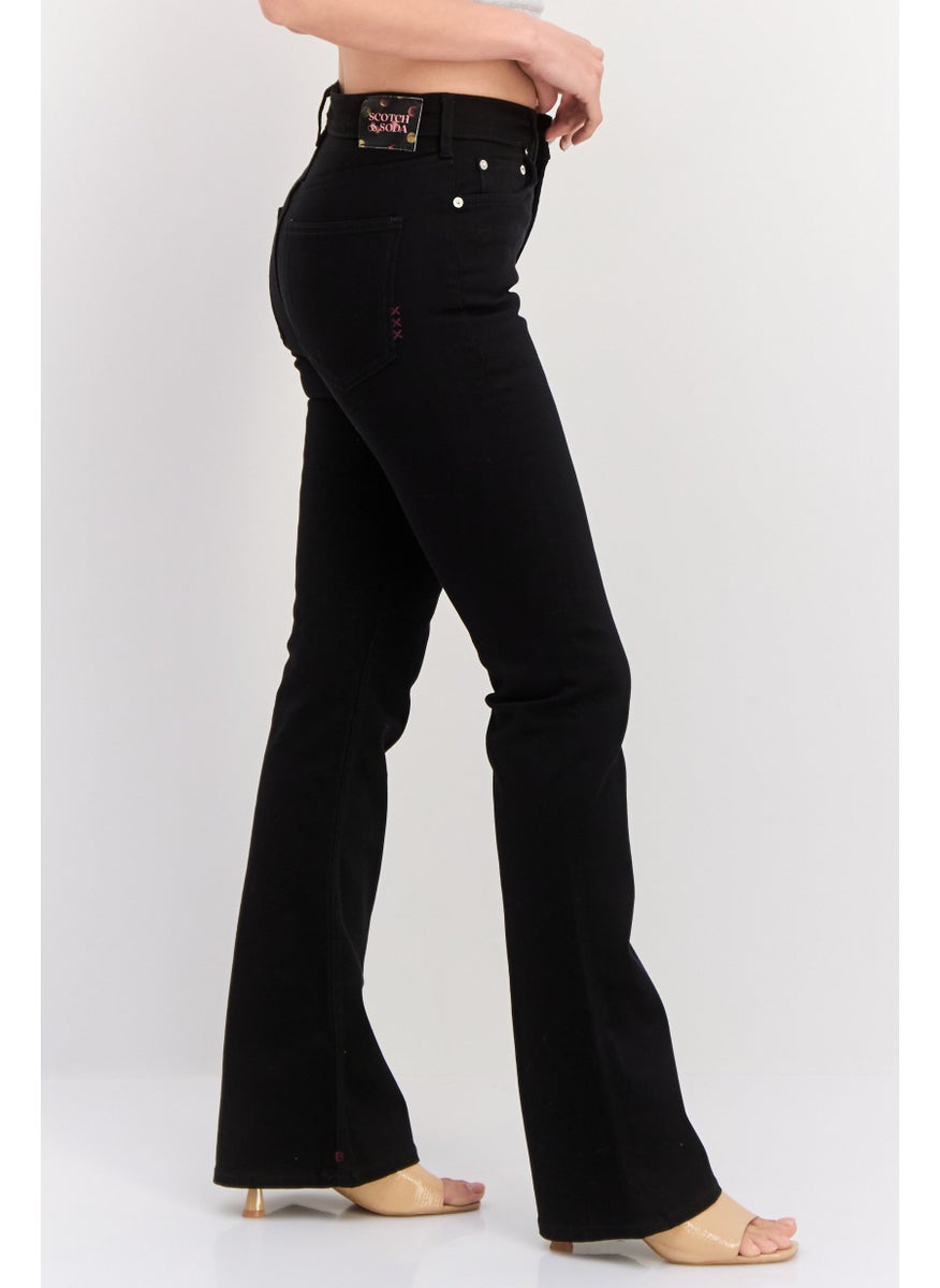 Women Regular Fit Plain Stretchable The Charm Flare Jeans, Black