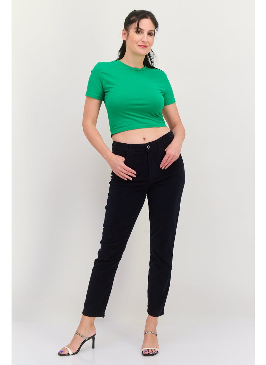 Women Slim Fit Corduroy Stretchable Jeans, Dark Navy