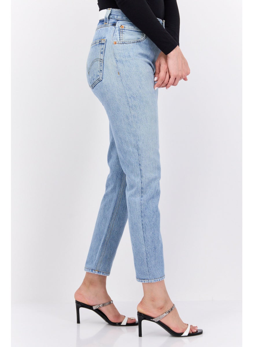 Women Regular Fit High Waist Non-Stretchable Denim, Blue