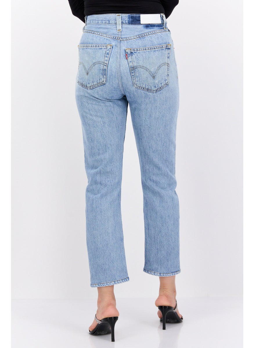 Women Regular Fit High Waist Non-Stretchable Denim, Blue