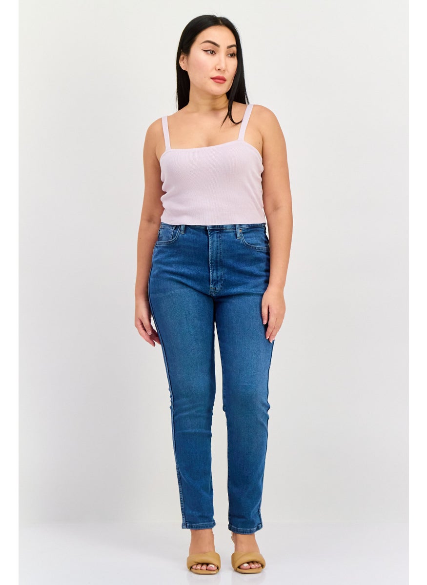 Women Regular Fit Washed Stretchable Denim, Blue