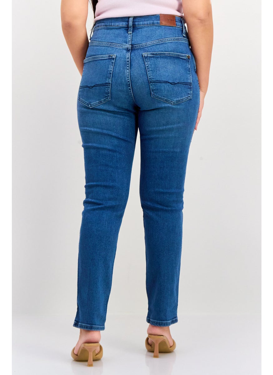 Women Regular Fit Washed Stretchable Denim, Blue