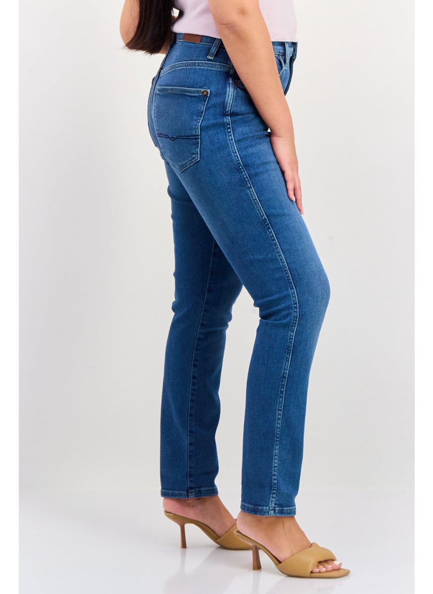 Women Regular Fit Washed Stretchable Denim, Blue