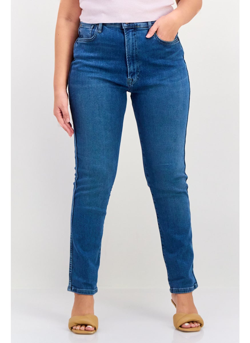 Women Regular Fit Washed Stretchable Denim, Blue