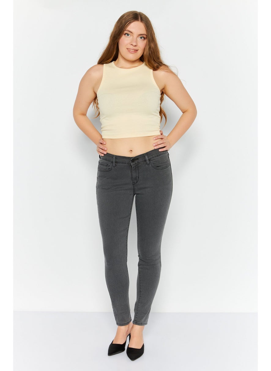 Women 710 Super Skinny Fit Washed Jeans, Grey