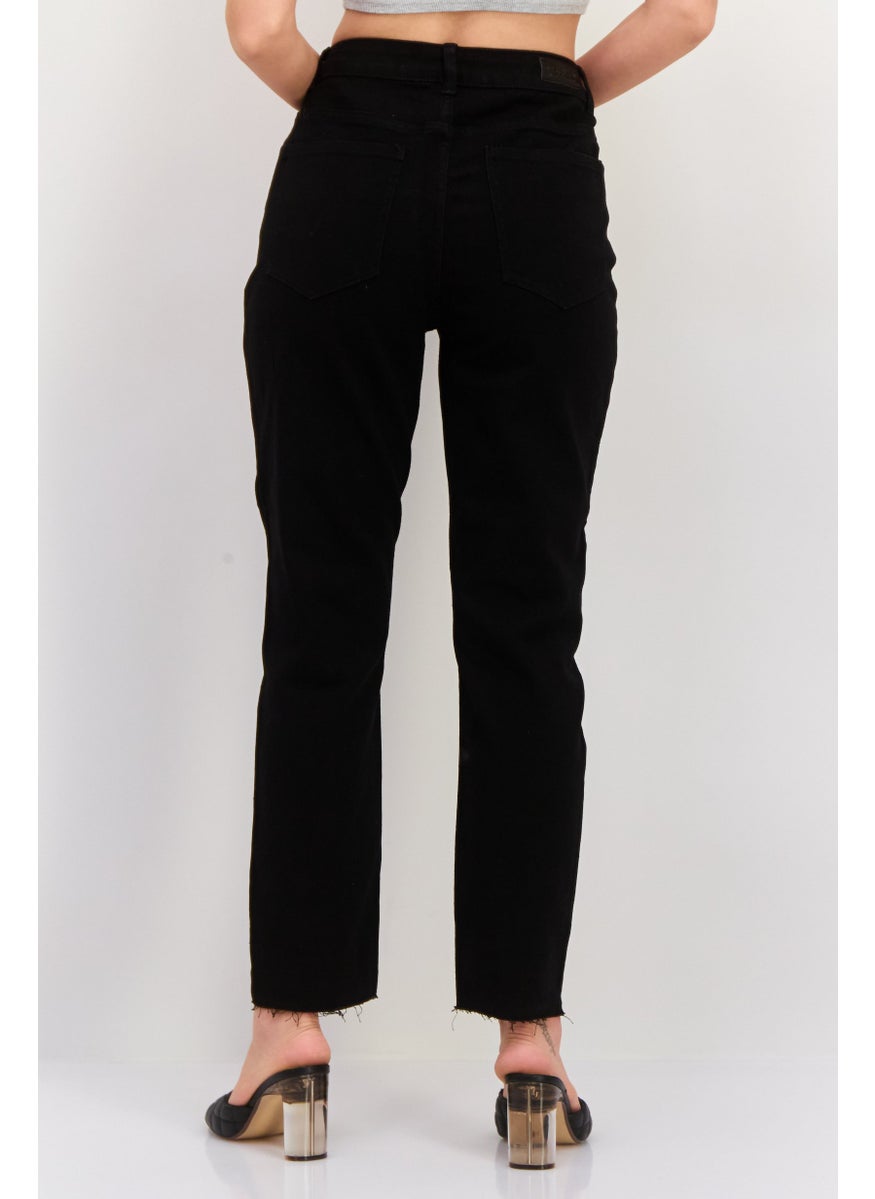 Women Skinny Fit 32 Length Denim Stretchable Jeans, Black
