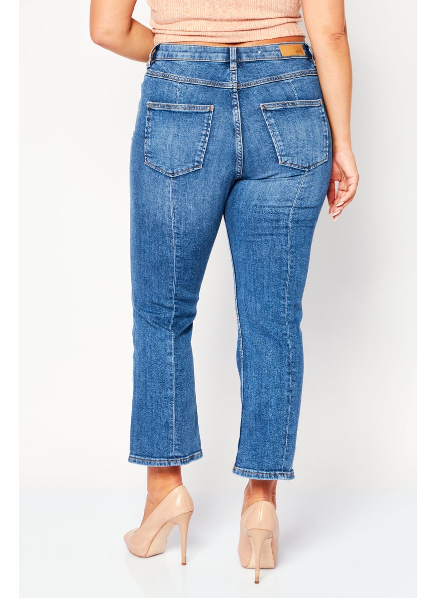 Women Regular Fit Washed Stretchable Jeans, Blue