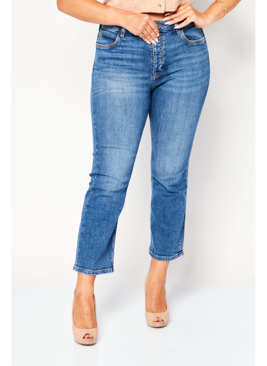 Women Regular Fit Washed Stretchable Jeans, Blue