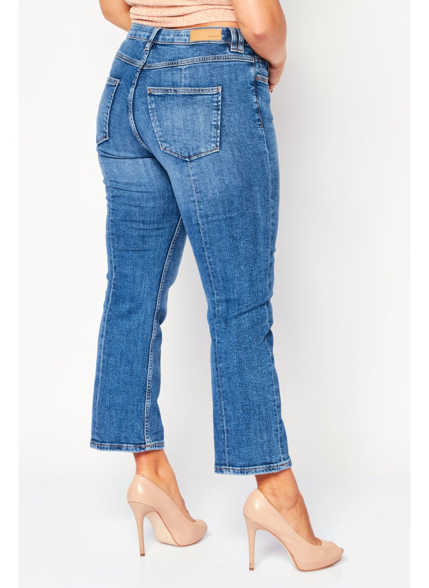 Women Regular Fit Washed Stretchable Jeans, Blue