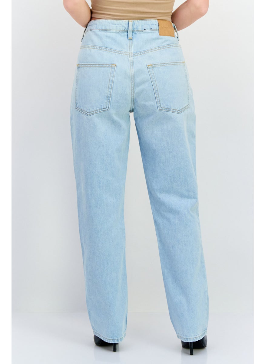 Women Regular Fit High Rise Straight Leg No Stretch Jeans, Light Blue