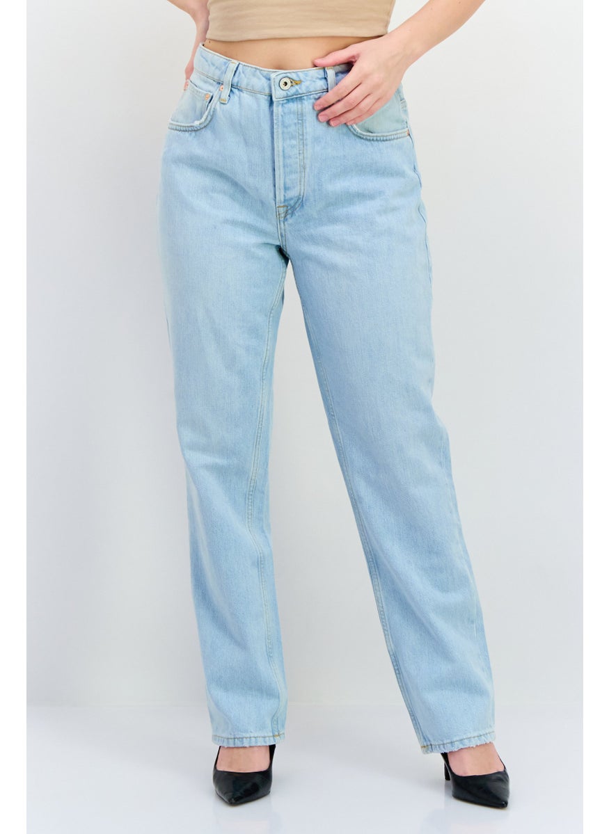 Women Regular Fit High Rise Straight Leg No Stretch Jeans, Light Blue