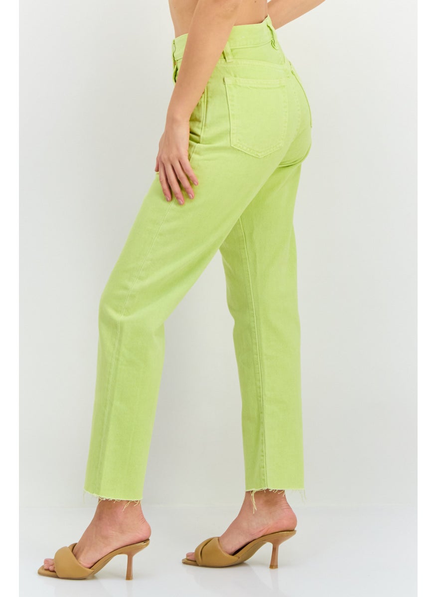 Women Straight Fit High Rise Cropped No Stretch Jeans, Lime