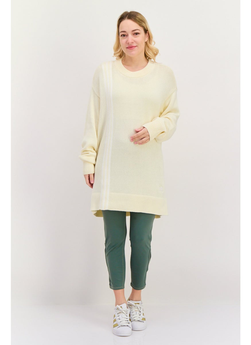 Women Sportswear Fit Long Sleeves Outdoor Sweater, Cream