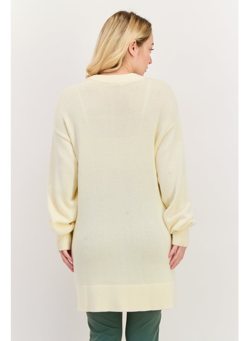 Women Sportswear Fit Long Sleeves Outdoor Sweater, Cream